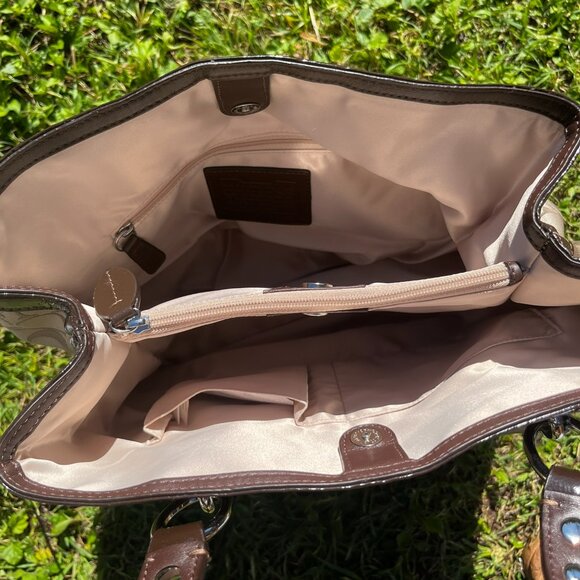 Penelope Signature Sateen North/South tote bag, Tan/Brown with cream lining - Picture 5 of 5